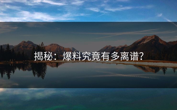 揭秘：爆料究竟有多离谱？