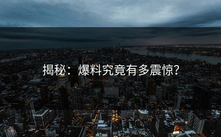 揭秘：爆料究竟有多震惊？
